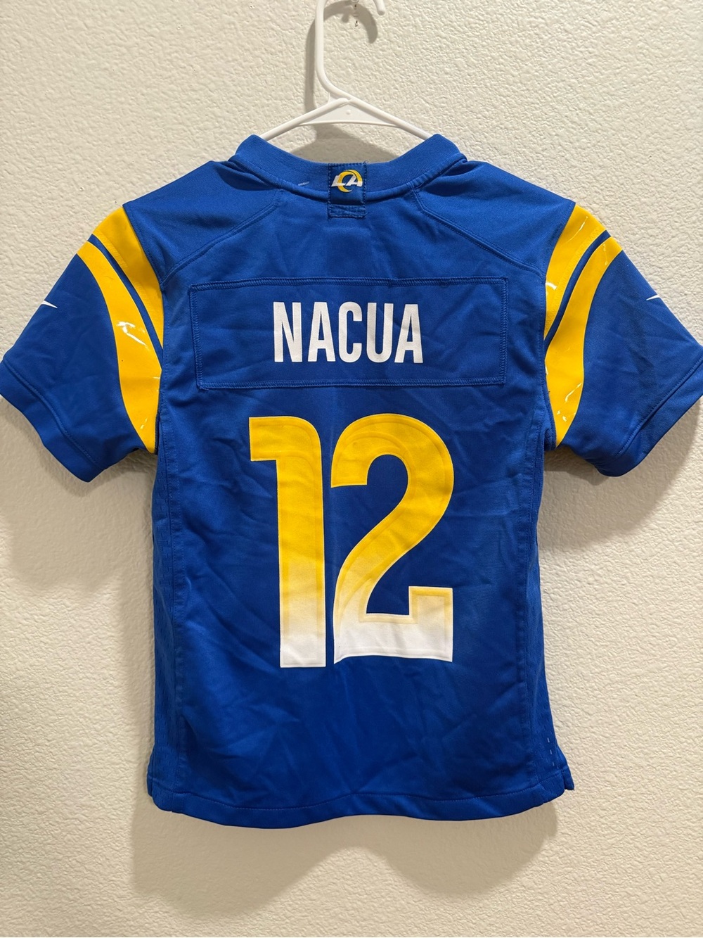 Nike Los Angeles Rams Nacua #12 Youth Jersey Blue/Yellow Size S NFL